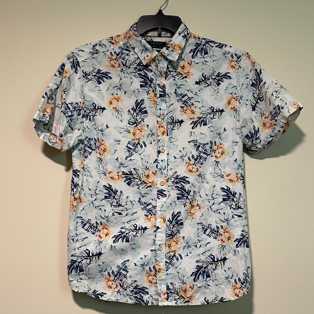 Denim & Flower Blue and Orange Floral Shirt